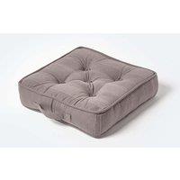 Homescapes Rajput Ribbed Cotton Floor Cushion in Dark Grey | Size: 40 cm x 40 cm