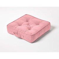 Homescapes Rajput Ribbed Cotton Floor Cushion in Pink | Size: 40 cm x 40 cm