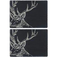 Selbrae House 2 Slate Place Mats - Stag in Dark Grey | Size: 2 Pack