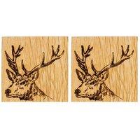 Selbrae House 2 Oak Coasters - Stag in Natural