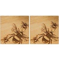 Selbrae House 2 Oak Coasters - Bee in Natural