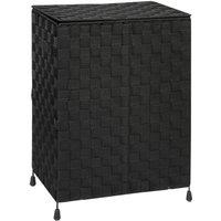 Arpan Nylon Folding Laundry Hamper Basket with Lid & Handle in Black