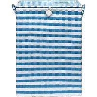 Arpan Washing Baskets for Laundry Plastic bin Hamper Storage Basket Blue - White Nautical Design 44 Litres in Light Blue
