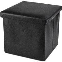 Arpan Ottoman Deluxe Foldaway Storage Blanket Toy Box Foldable Stool Seat Soft Padded in Black