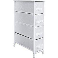 Clarisworld Chest Drawers Narrow Storage Tower Dressed Closets - Laminated Fabric (4 Drawer Narrow Black) in White