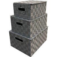Arpan Storage Baskets Boxes Set of 3 Grey Nylon Hand Woven
