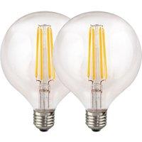 Harper Living 8 Watts G125 E27 LED Bulb Clear Globe Warm White Dimmable, Pack of 2