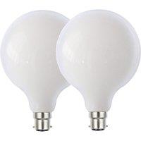 Harper Living 8 Watts G125 B22 BC Bayonet LED Bulb Opal Finish Warm White Dimmable, Pack of 2