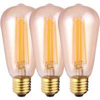Harper Living 8 Watts ST64 E27 LED Bulb Amber Warm White Dimmable, Pack of 3