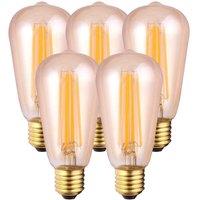 Harper Living 8 Watts ST64 E27 LED Bulb Amber Warm White Dimmable, Pack of 5