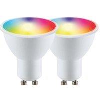 Harper Living Wi-Fi GU10 5.5 Watts LED Smart Bulb, RGB CCT 2700K-6500K, Dimmable, Pack of 2 in White