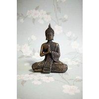 Inspirational Gifting Mystic Thai Buddha Sculpture in Lotus Position Bronze Resin
