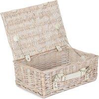 Red Hamper Wicker 35cm White Wash Empty Picnic Basket