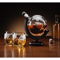 Menkind Connoisseur Creations Chic Ship-In-Globe Design Decanter Set in Clear