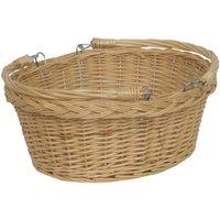 Red Hamper Wicker Shopping Basket Small Swing Handle Shopper in Brown
