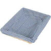 Red Hamper Wicker Gingham Lined Flat Rectangular Tray in Brown