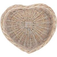 Red Hamper Wicker White Wash Heart Shaped Tray