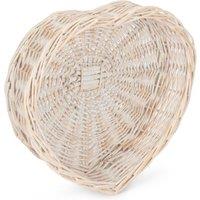 Red Hamper Wicker White Wash Heart Shaped Tray