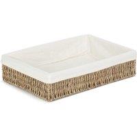 Red Hamper Seagrass Cotton Lined Rectangular Seagrass Tray in Natural