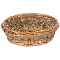 Red Hamper Wicker Unpeeled Willow Round Tray in Brown