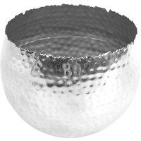 Leaf Large Metal Planter 22 x 17cm Hammered Silver Colour - Curvy Edge | Size: 22 x 17 cm