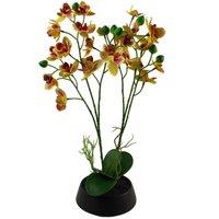 Leaf 43cm Large Pink Yellow Artificial Orchid in Ceramic Planter