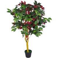Leaf Artificial Ficus Tree Plant 120cm Red Green Plants