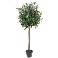 Leaf 90cm Design UK Realistic Artificial Olive Tree in Black Plastic Pot in Green