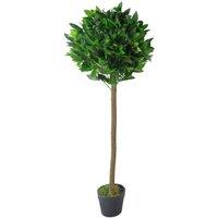 Leaf 120cm Design UK Artificial Realistic Bay Laurel Topiary Ball Tree in Green