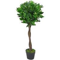 Leaf 90cm Design UK Artificial Realistic Bay Laurel Topiary Ball Tree in Green