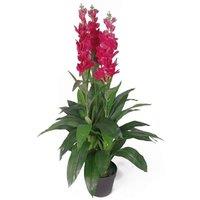 Leaf 100cm Artificial Cymbidium Orchid Plant - Extra Large - Dark Pink Flowers