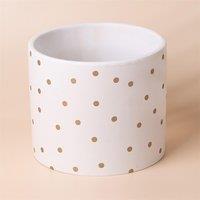 Leaf Gold Dot Planter Plant Pot 18 x 18 x 15cm in White | Size: 18 x 18 x 15 cm