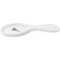 Verano Spanish Ceramics Lavender Hand Dipped Plant Ceramic Kitchen Dining Utensil Spoon Rest (L) 27cm in White