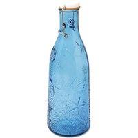 Verano Spanish Ceramics Glass Beyond The Sea Blue/Clear Kitchen Decanter Bottle 1L (H) 26.5cm in Blue