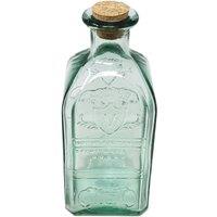 Verano Spanish Ceramics Glass Antique Clear Embossed Home Dcor Small Bottle w/ Cork 900ml