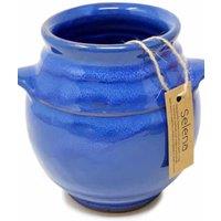 Verano Spanish Ceramics Selena Glazed Hand Dipped Kitchen Dining Utensil Jar (H) 16cm x (D) 16.5cm in Blue