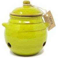 Verano Spanish Ceramics Selena Glazed Hand Dipped Kitchen Dining Garlic Jar with Lid (H) 15cm in Lime