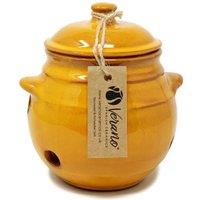 Verano Spanish Ceramics Selena Glazed Hand Dipped Kitchen Dining Garlic Jar with Lid (H) 15cm in Orange