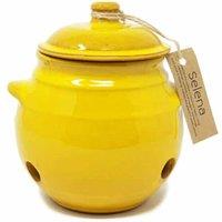 Verano Spanish Ceramics Selena Glazed Hand Dipped Kitchen Dining Garlic Jar with Lid (H) 15cm in Yellow