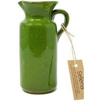 Verano Spanish Ceramics Selena Glazed Hand Dipped Kitchen Dining Rustic Bottle 0.5L (H) 18cm in Dark Green