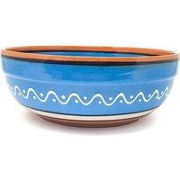 Verano Spanish Ceramics Fiesta Hand Painted Ceramic Kitchen Dining Deep Salad Bowl (Diam) 26cm in Blue
