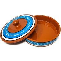 Verano Spanish Ceramics Fiesta Hand Painted Ceramic Kitchen Dining Tortilla Servers (Diam) 25cm in Blue
