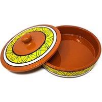 Verano Spanish Ceramics Fiesta Hand Painted Ceramic Kitchen Dining Tortilla Servers (Diam) 25cm in Yellow