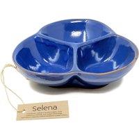 Verano Spanish Ceramics Selena Glazed Hand Dipped Kitchen Dining Snack Trio Dish Medium (D) 18cm in Blue