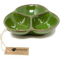 Verano Spanish Ceramics Selena Glazed Hand Dipped Kitchen Dining Snack Trio Dish Medium (D) 18cm in Dark Green