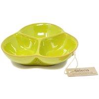 Verano Spanish Ceramics Selena Glazed Hand Dipped Kitchen Dining Snack Trio Dish Medium (D) 18cm in Lime