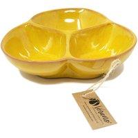 Verano Spanish Ceramics Selena Glazed Hand Dipped Kitchen Dining Snack Trio Dish Medium (D) 18cm in Yellow