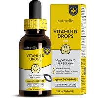 Nutravita Vitamin D3 Drops for Children 60ml 400 IU/10ug per Drop in White