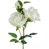 Leaf 80cm Artificial White Rose Stem - 3 flowers