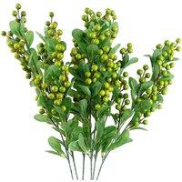 Leaf Pack of 6 x 70cm Artificial Green Berry Spray | Size: 6 x 70 cm